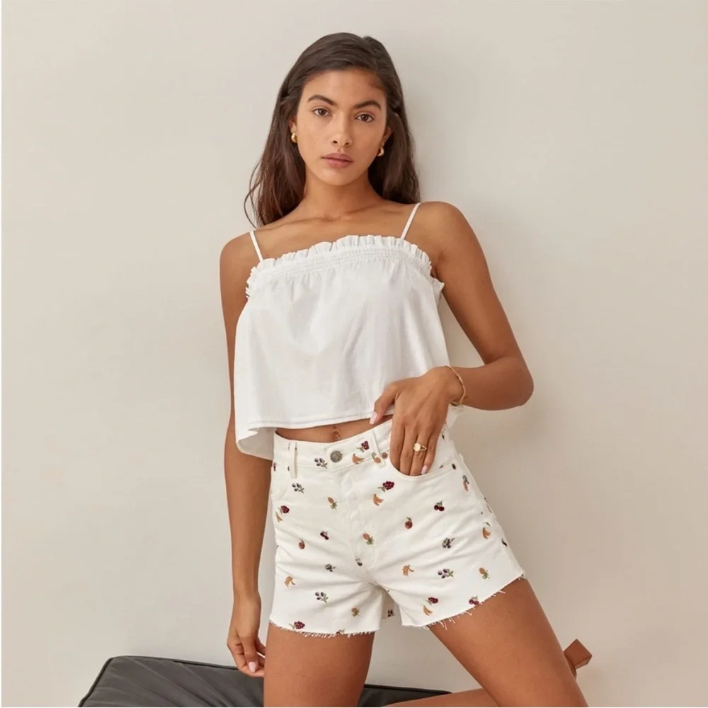 NWOT REFORMATION Open Back White Crop Top Size S